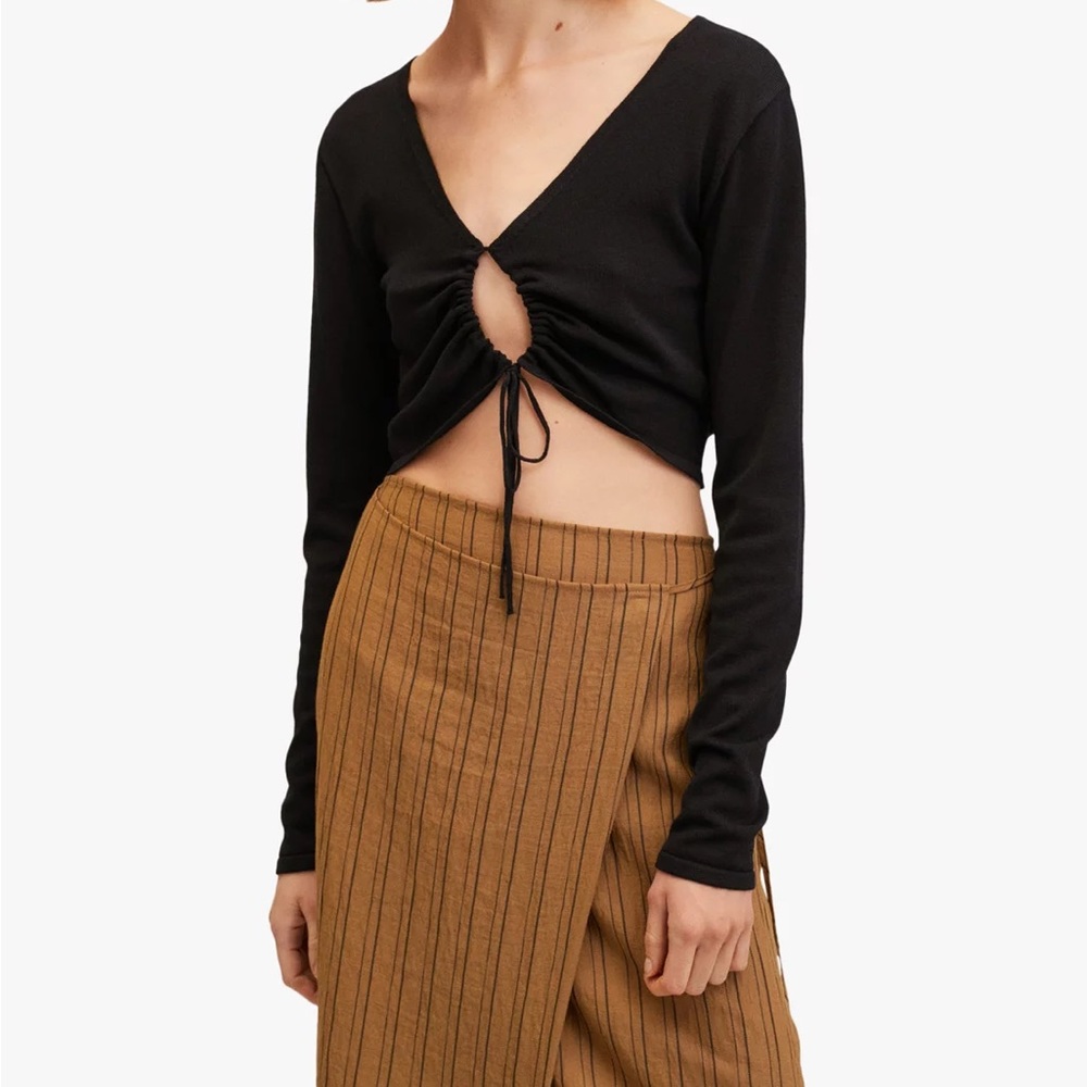 Mango Furio Tie Detail Cropped Jumper